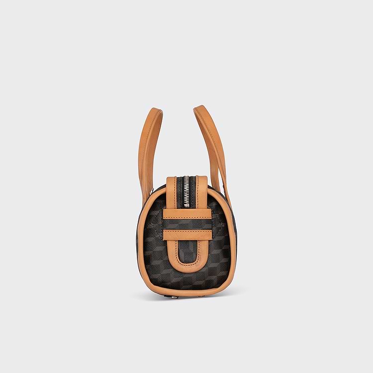 Pierre Hardy SAC MICRO CAB Toile Enduite Cube Perspective Noir Et Ganses En Cuir De Veau Naturel