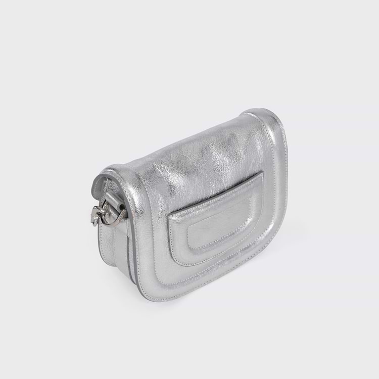 Pierre Hardy SAC MINI ALPHAVILLE Cuir De Chevreau Grainé Métallisé Argenté