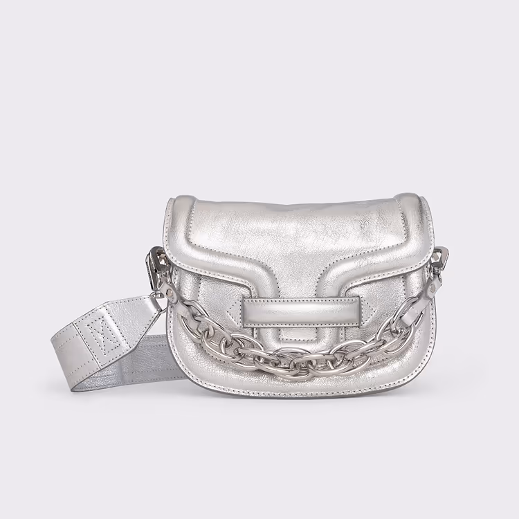 pierre hardy SAC MINI ALPHAVILLE Cuir de chevreau grainé métallisé argenté