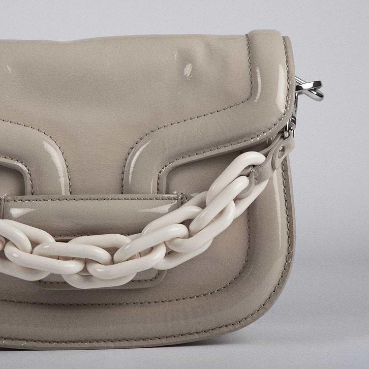 Pierre Hardy SAC MINI ALPHAVILLE Cuir De Chevreau Verni Blanc Cassé