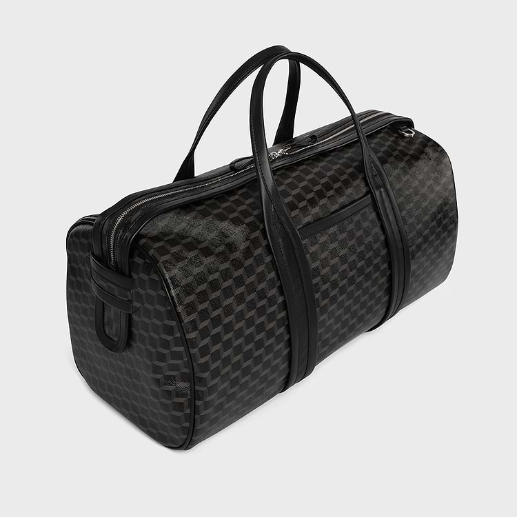 Pierre Hardy SAC WEEK-END CAB Toile Enduite Cube Perspective Noir Et Cuir De Veau Noir