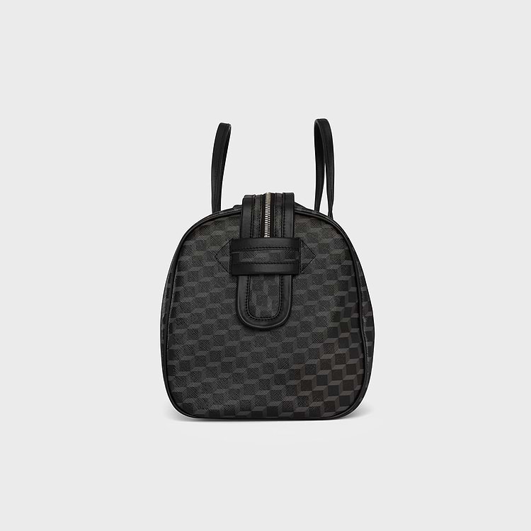 Pierre Hardy SAC WEEK-END CAB Toile Enduite Cube Perspective Noir Et Cuir De Veau Noir