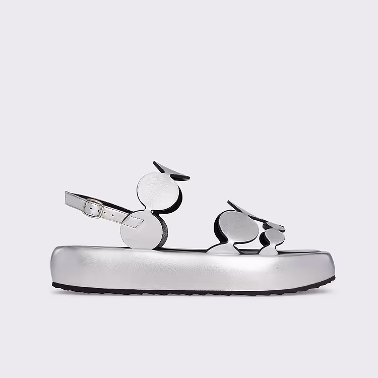 pierre hardy SANDALE À PLATEFORME BULLES Cuir d'agneau métallisé argenté