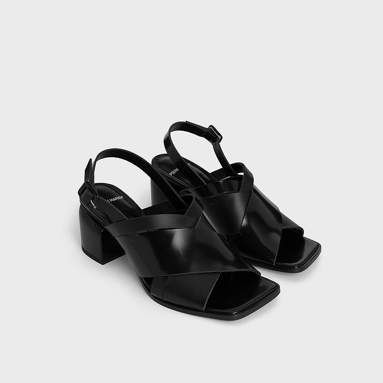 Pierre Hardy SANDALE À TALON ALPHA CROSS Cuir De Veau Spazzolato Noir