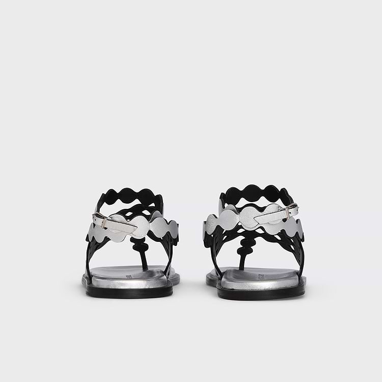 Pierre Hardy SANDALE PLATE MINI BULLES Cuir D'agneau Métallisé Argenté