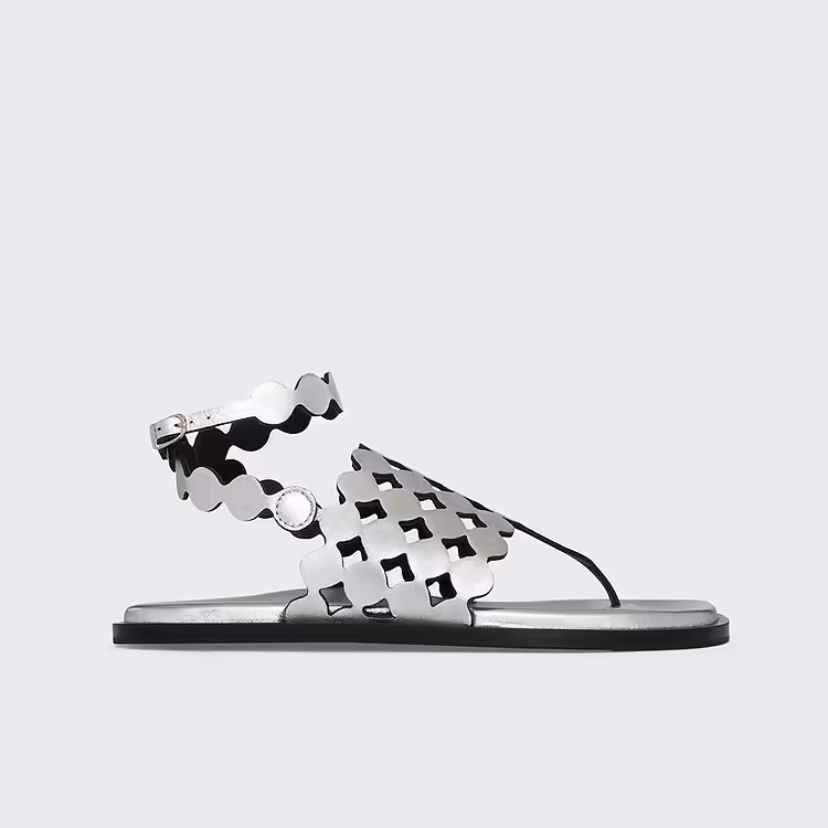 pierre hardy SANDALE PLATE MINI BULLES Cuir d'agneau métallisé argenté