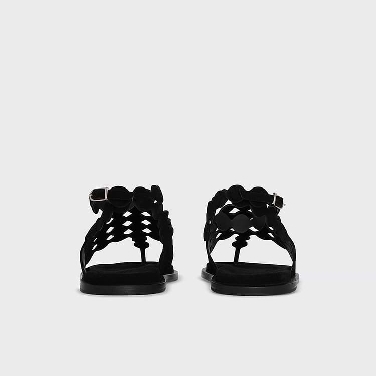 Pierre Hardy SANDALE PLATE MINI BULLES Cuir De Veau Velours Noir