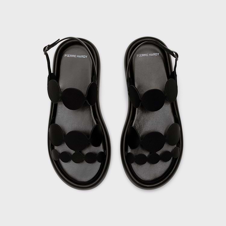 Pierre Hardy SANDALE PLATEFORME BULLES Cuir De Veau Noir