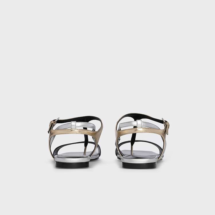 Pierre Hardy SANDALE RIO Cuir D'agneau Argenté Et Champagne