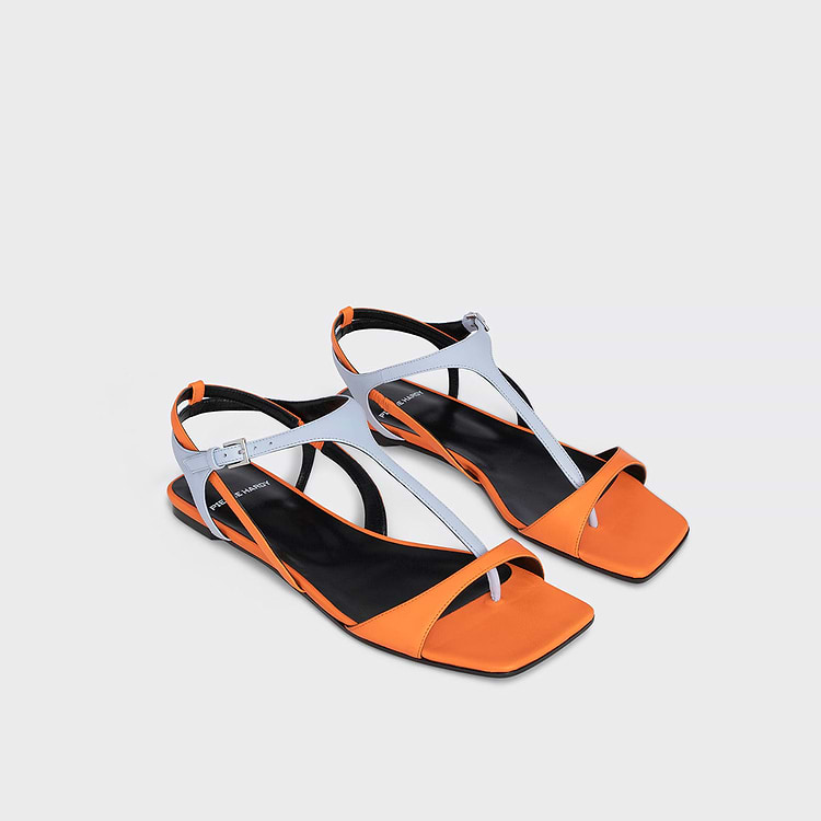 Pierre Hardy SANDALE RIO Cuir De Chevreau Orange & Bleu Ciel