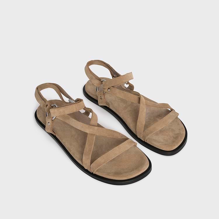 Pierre Hardy SANDALE SLIM RIDER Cuir De Veau Velours Sable