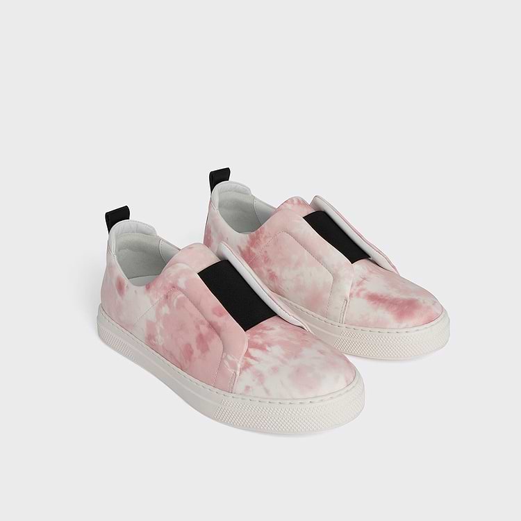 Pierre Hardy SLIDER SNEAKERS Cuir De Veau Imprimé Tie-dye Rose