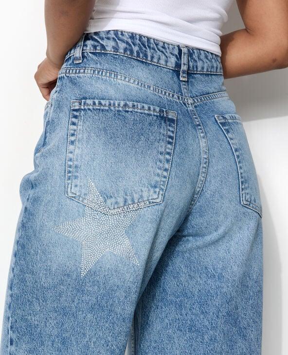 Pimkie Bermuda Large En Jean Avec étoiles En Strass - Bleu