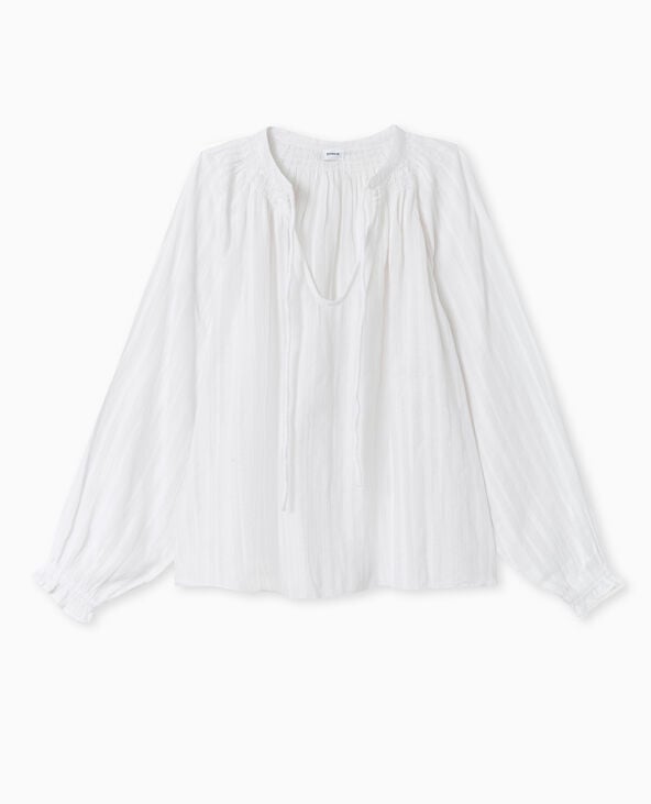 Pimkie Blouse Ample Avec Nouette Et Manches Ballons - Blanc