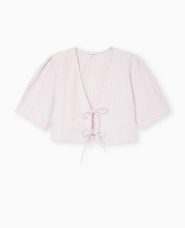 Pimkie Blouse Courte Rayée Avec Nouettes - Rose Clair