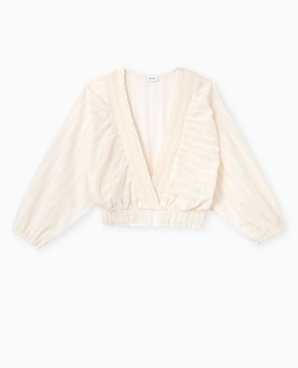 Pimkie Blouse Décolletée Avec Manches Chauve-souris - Blanc