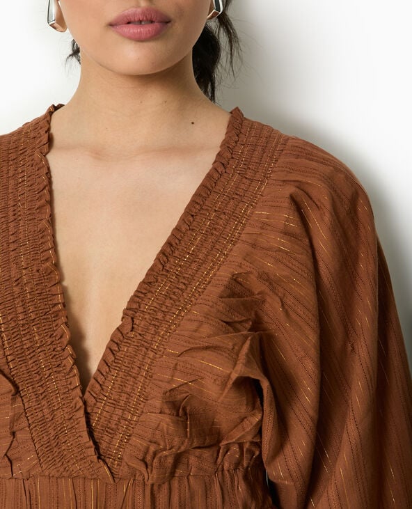 Pimkie Blouse Décolletée Avec Manches Chauve-souris - Marron