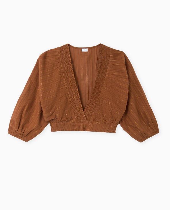 Pimkie Blouse Décolletée Avec Manches Chauve-souris - Marron