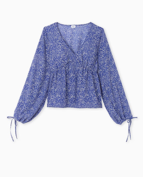 Pimkie Blouse Fluide Avec Encolure Croisée - Bleu électrique