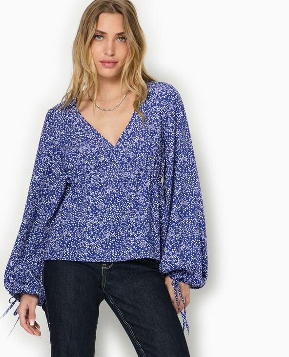 Pimkie Blouse Fluide Avec Encolure Croisée - Bleu électrique
