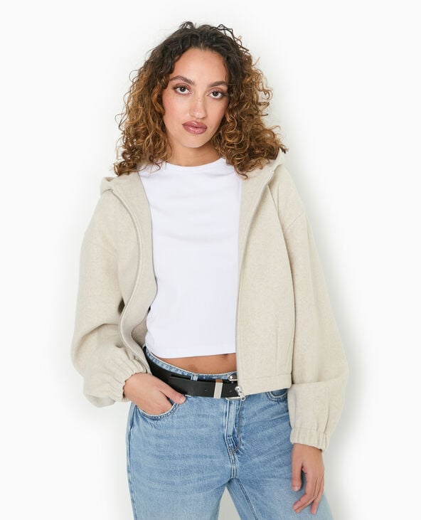 Pimkie Blouson Zippé Avec Capuche Effet Drap De Laine - Beige