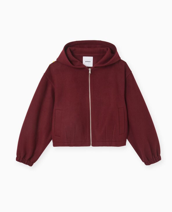 Pimkie Blouson Zippé Avec Capuche Effet Drap De Laine - Bordeaux