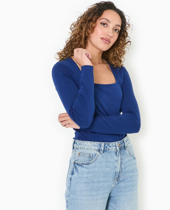 Pimkie Body Manches Longues Encolure Carrée - Bleu Marine