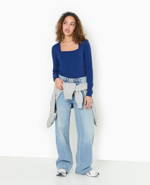 pimkie Body manches longues encolure carrée - Bleu marine
