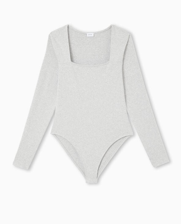Pimkie Body Manches Longues Encolure Carrée - Gris Chiné
