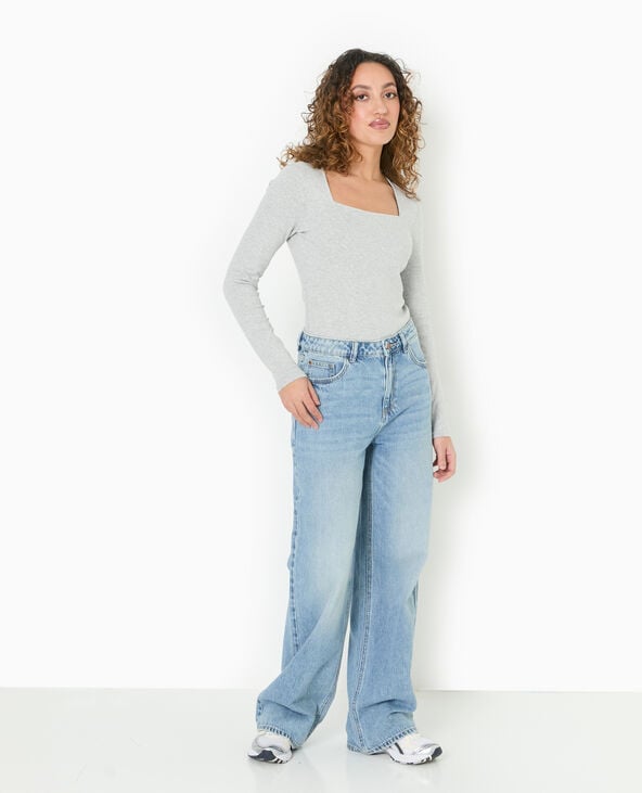 pimkie Body manches longues encolure carrée - Gris chiné