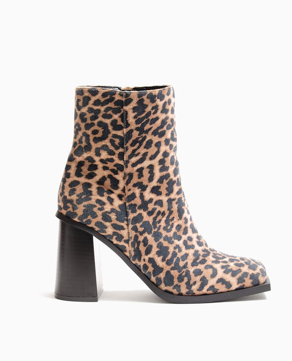 Pimkie Boots à Talons Bouts Carrés Motif Léopard - Beige