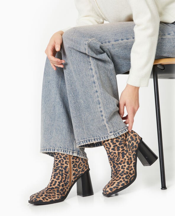 pimkie Boots à talons bouts carrés motif léopard - Beige