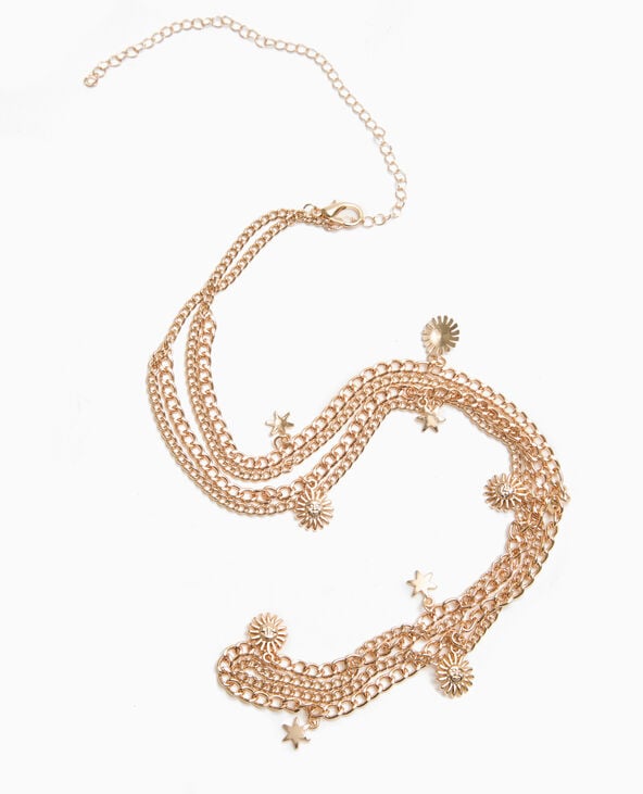 Pimkie Ceinture Double Chaine Avec Soleils Et étoiles - Doré