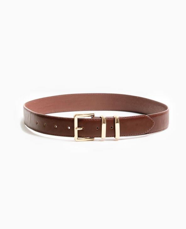 Pimkie Ceinture En Simili Cuir Avec Boucle Dorée - Marron