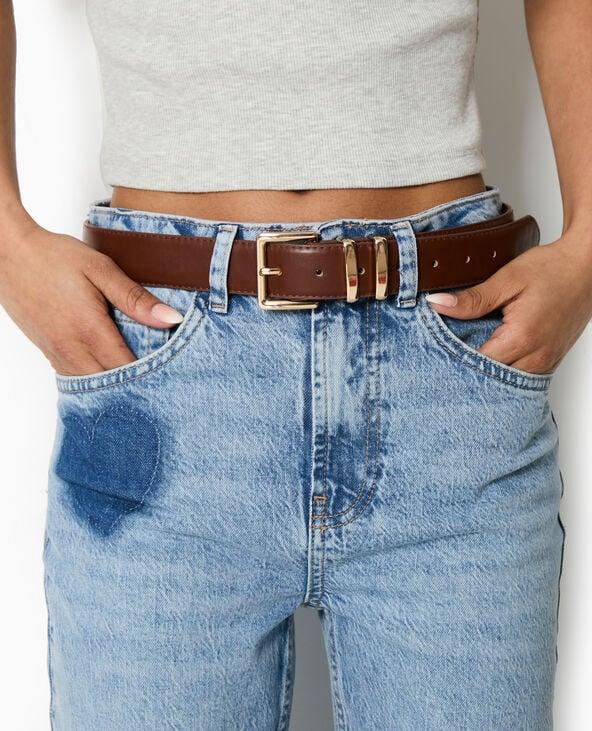 pimkie Ceinture en simili cuir avec boucle dorée - Marron
