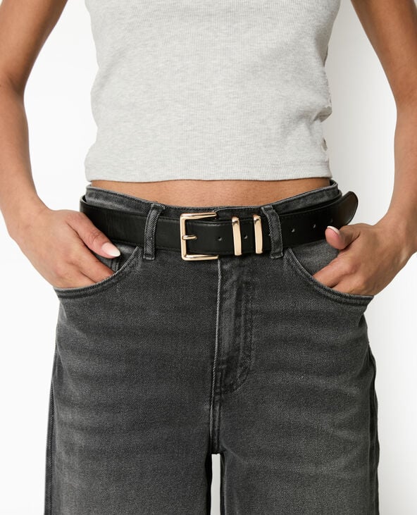 pimkie Ceinture en simili cuir avec boucle dorée - Noir