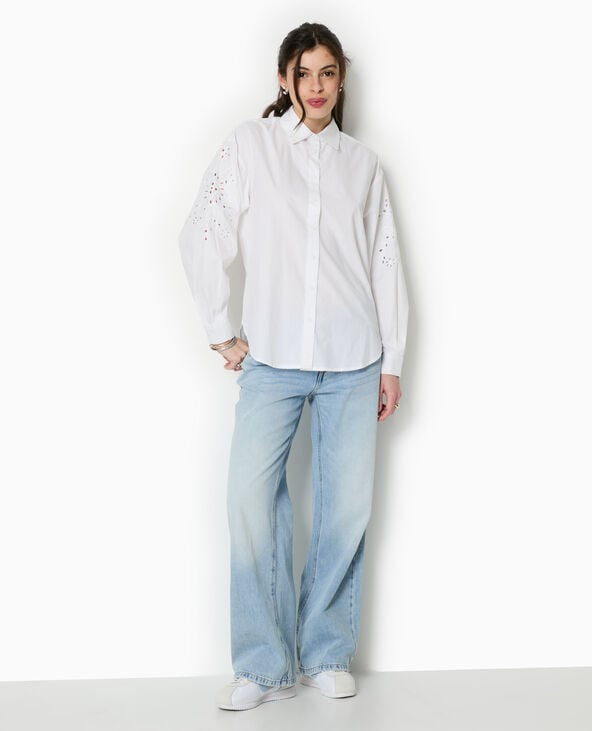 Pimkie Chemise Avec Manches Broderie Anglaise - Blanc