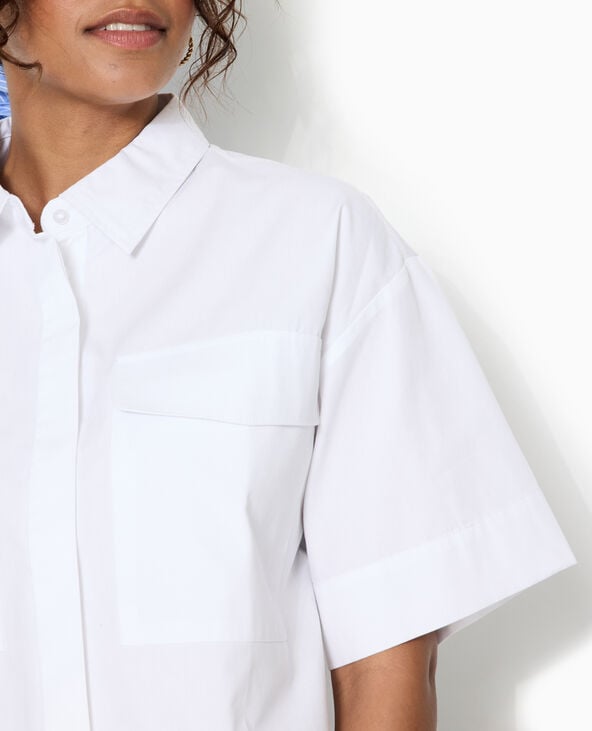 Pimkie Chemise Courte Avec Manches Courtes Et Poches - Blanc