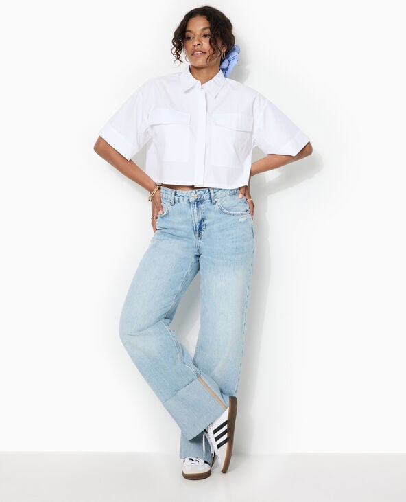 Pimkie Chemise Courte Avec Manches Courtes Et Poches - Blanc