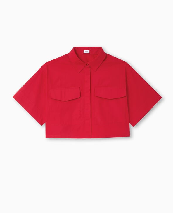 Pimkie Chemise Courte Avec Manches Courtes Et Poches - Rouge