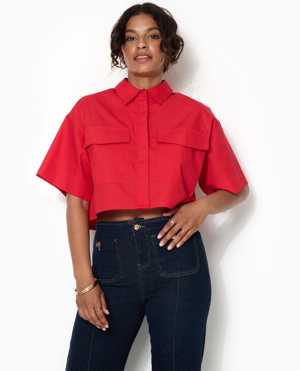 Pimkie Chemise Courte Avec Manches Courtes Et Poches - Rouge