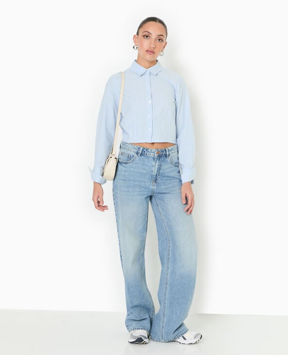 pimkie Chemise courte et resserrée avec rayures - Bleu