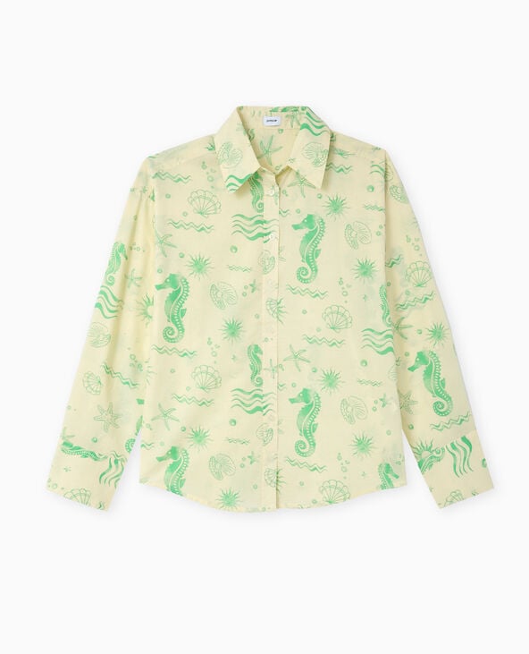 Pimkie Chemise En Voile De Coton Motif Coquillages - Jaune Pâle