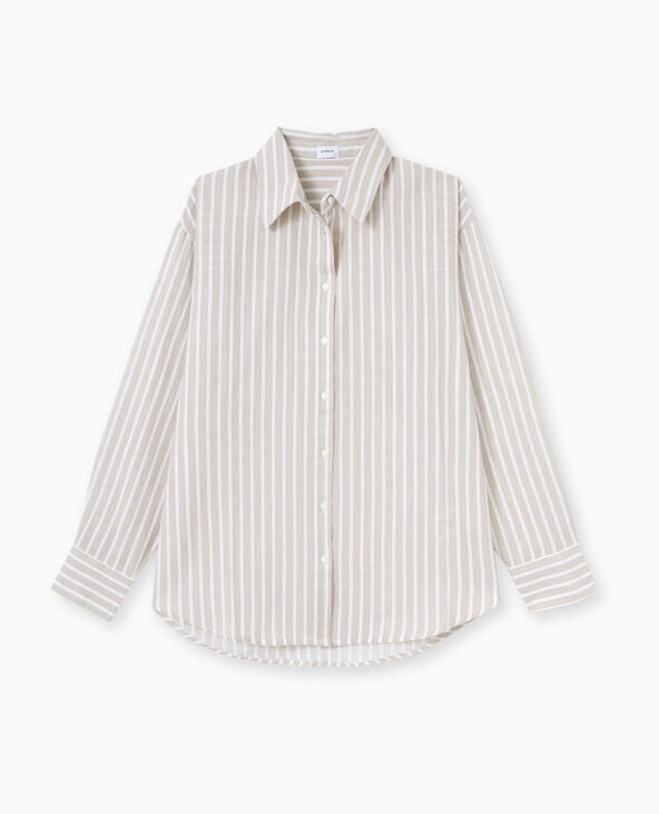 Pimkie Chemise Oversize Avec Lin Motif Rayures - Beige