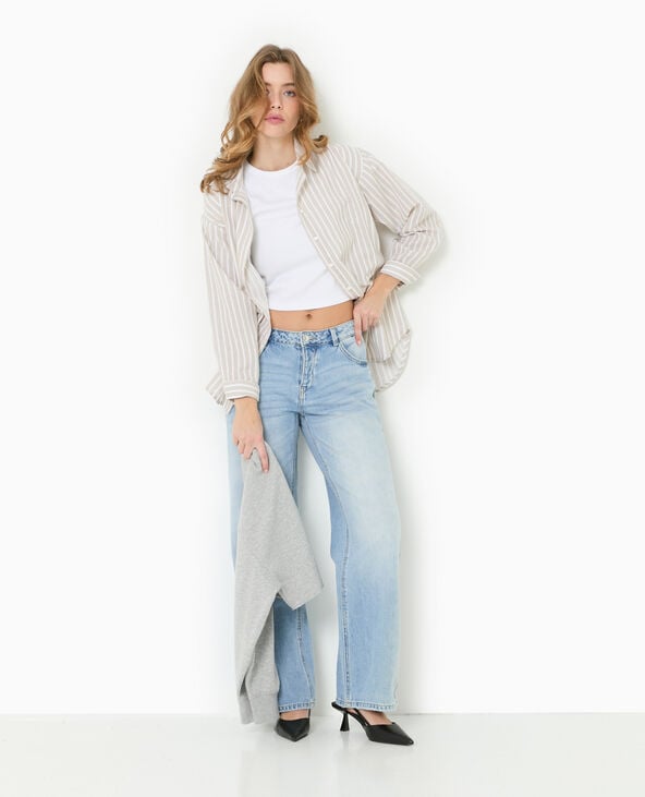 pimkie Chemise oversize avec lin motif rayures - Beige