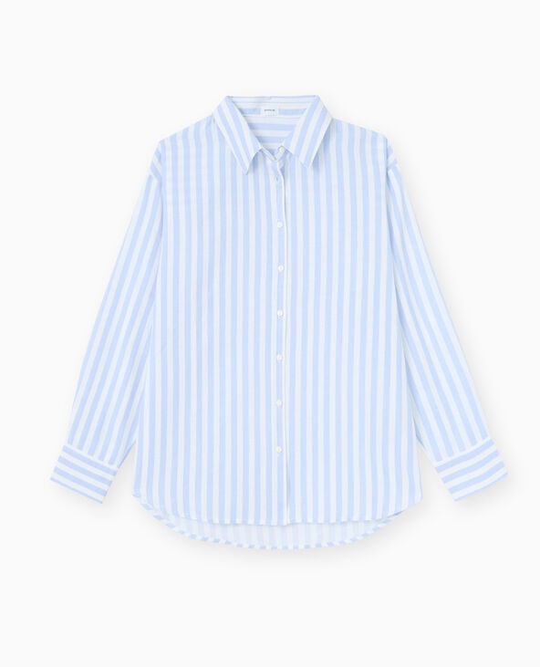 Pimkie Chemise Oversize Avec Lin Motif Rayures - Bleu