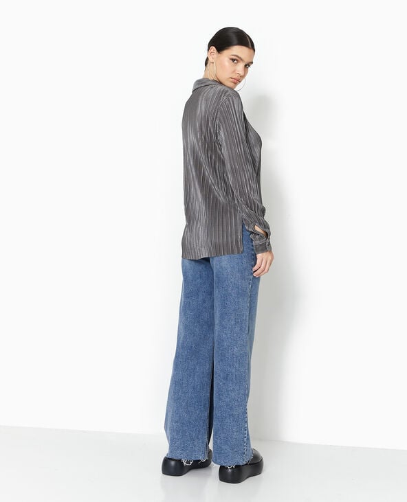 Pimkie Chemise Oversize En Tissu Plissé Et Satiné - Gris