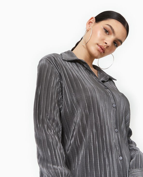 pimkie Chemise oversize en tissu plissé et satiné - Gris
