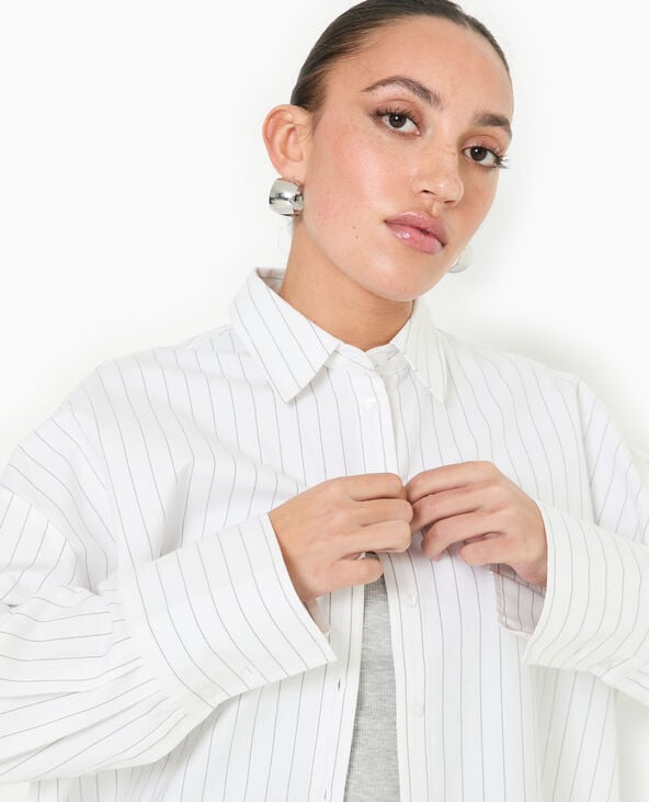 Pimkie Chemise Oversize Rayée Avec Ouverture Dos - Blanc