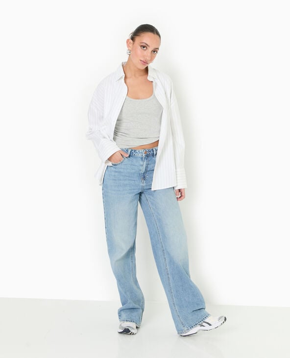 Pimkie Chemise Oversize Rayée Avec Ouverture Dos - Blanc